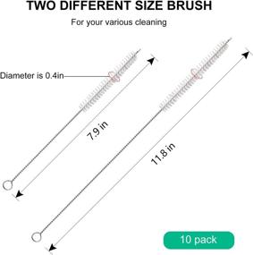 img 3 attached to 🧹 10-Piece Stainless Steel Straw Cleaner Brush Set with Extended Handle for Efficient Straws, Pipes, Tubes, Hummingbird Feeders, Water Bottles, Cups, Filters Cleaning