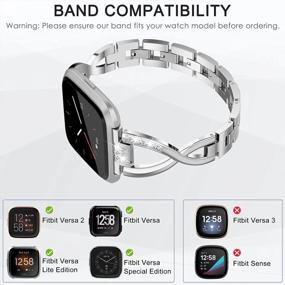 img 2 attached to Silver Stainless Steel Bling Bracelet Compatible With Fitbit Versa/Versa 2 For Women - Replacement Accessory Strap Bangle For Versa Lite Edition/Versa SE