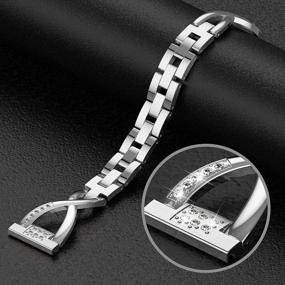 img 3 attached to Silver Stainless Steel Bling Bracelet Compatible With Fitbit Versa/Versa 2 For Women - Replacement Accessory Strap Bangle For Versa Lite Edition/Versa SE