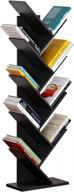 geometric tree bookshelf organizer: 9-shelf mdf storage rack for books, cds, and albums - holds up to 5kgs per shelf (black) logo