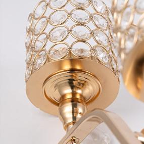 img 2 attached to Добавьте гламура в свой дом с золотой металлической настенной свечой VINCIGANT'S с хрустальным подвесным дизайном