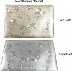 img 2 attached to Set Of 4 DUOFIRE Light Gold Flower Placemats - Washable, Non-Slip, Easy To Clean Vinyl PVC Dining Table Mats For Holidays.