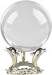 clear crystal ball with dolphin stand - size 110mm (4.2 inch) - perfect for decor, photography, divination, feng shui and fortune telling - gift package included by amlong crystal logo