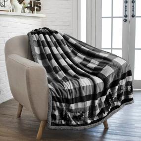img 4 attached to 🏠 PAVILIA Winter Cabin Sherpa Blanket Throw - Flannel Fleece Christmas Plaid Holiday Blanket Gift - Plush, Soft, Warm, Cozy, Reversible Microfiber Throw - 50x60 Grey