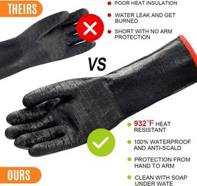 img 3 attached to Heat-Resistant BBQ Gloves For Safe And Easy Grilling: Schwer Grill'S Waterproof Neoprene Gloves For Cooking, Baking, And More!
