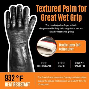 img 2 attached to Heat-Resistant BBQ Gloves For Safe And Easy Grilling: Schwer Grill'S Waterproof Neoprene Gloves For Cooking, Baking, And More!