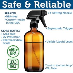 img 1 attached to 🌿 Sally's Organics Empty Amber Glass Spray Bottle - 16 oz Refillable Container for Essential Oils, Cleaning Products, or Aromatherapy - 6 Pack with Black Trigger Sprayer and Mist/Stream Settings