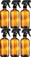 🌿 sally's organics empty amber glass spray bottle - 16 oz refillable container for essential oils, cleaning products, or aromatherapy - 6 pack with black trigger sprayer and mist/stream settings logo