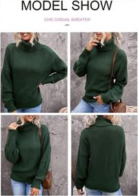 img 3 attached to Chunky Knitted Batwing Sweaters For Women: Loose Turtleneck Pullover With Long Sleeves By BLENCOT