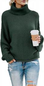 img 4 attached to Chunky Knitted Batwing Sweaters For Women: Loose Turtleneck Pullover With Long Sleeves By BLENCOT