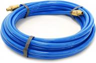 25-foot steelman air hose for pneumatic tools with crush and kink-resistant polyurethane tubing, reusable 1/4-inch npt brass fittings - high-durability air hose logo