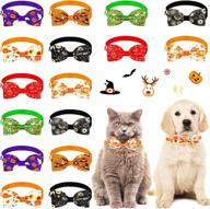 🎃 16-piece holiday dog collar set - halloween, thanksgiving, christmas, new year's - adjustable bow ties, pet grooming accessories for festive pets, puppies, cats, cosplay логотип