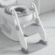 potty training made easy with gray potty training seat, step stool & toilet chair ladder for toddlers, boys and girls logo