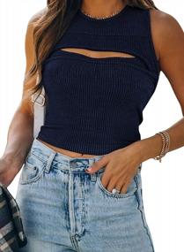 img 4 attached to Slim Ribbed Tank Top: Women'S Sleeveless Cutout Crop Top In Solid Colors For Y2K Summer Style By BLENCOT