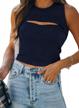 slim ribbed tank top: women's sleeveless cutout crop top in solid colors for y2k summer style by blencot logo