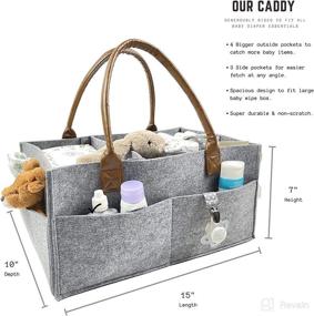 img 1 attached to 👶 Premium Diaper Caddy Organizer with Stylish Faux Leather Handle - Ultimate Nursery Storage Bin and Perfect Baby Gift for Changing Tables, Cars, Diapers, and Baby Wipes