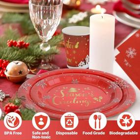 img 3 attached to 120 PCS Disposable Christmas Party Plates & Napkins - Serve 30 Guests, MERRY CHRISTMAS Dinnerware Set With Snowflakes Patterns For New Year Events