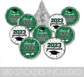 img 1 attached to Class Of 2023 Graduation Party Favor Stickers - Personalized Labels For Decorations - 180 Green Labels For Grad Celebration