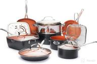 gotham steel 15 piece copper coated chef's kitchen set - includes skillets, stock pots, deep square pan with fry basket логотип