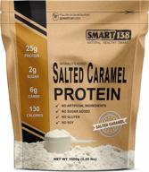 salted caramel natural protein powder, gluten-free, soy-free, usa, keto (low carb), natural bcaas logo