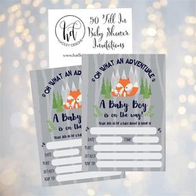img 2 attached to 50 Fill in Fox Baby Shower Invitations: Woodland, Custom Rustic, Jungle, Forest Theme invites for Boys - Printable Baby Shower Invite Cards for a Neutral Celebration