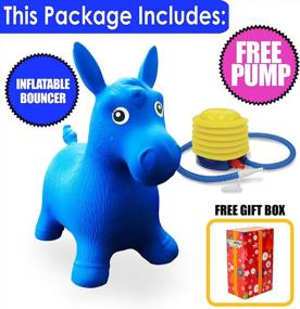 img 3 attached to Inflatable Horse Hopper Bouncer Ride-On Toy For Kids, Boys, Girls And Children 2-5. Play Hopping Toys With Free Foot Pump + Gift Box.