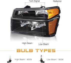 img 3 attached to 🔦 JSBOYAT Headlight Assembly w/Bumper Lights 4pcs - 04-12 Chevy Colorado GMC Canyon Isuzu I-Series Headlamp Set (Black Housing, Amber Reflector) - Passenger and Driver Side