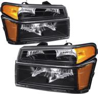 🔦 jsboyat headlight assembly w/bumper lights 4pcs - 04-12 chevy colorado gmc canyon isuzu i-series headlamp set (black housing, amber reflector) - passenger and driver side логотип