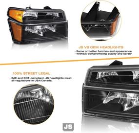 img 1 attached to 🔦 JSBOYAT Headlight Assembly w/Bumper Lights 4pcs - 04-12 Chevy Colorado GMC Canyon Isuzu I-Series Headlamp Set (Black Housing, Amber Reflector) - Passenger and Driver Side