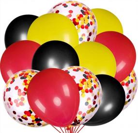 img 4 attached to 80-Pack JOYYPOP Latex Balloons In Black, Red, And Yellow With Confetti Balloons For Mouse-Themed Baby Shower Or Birthday Party