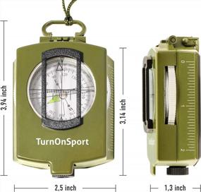 img 3 attached to Lensatic Military Compass For Hiking - Tritium Compass Military Grade Style Camping Backpacking Tactical Army Compass Survival Navigation TurnOnSport Waterproof Sighting Compass With Pouch