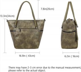 img 3 attached to Chic Vintage Tote Shoulder Bags: Spacious Faux Leather Bucket Handbags For Women