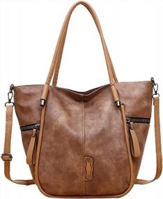 img 4 attached to Chic Vintage Tote Shoulder Bags: Spacious Faux Leather Bucket Handbags For Women