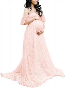 img 4 attached to Off Shoulder Lace Maternity Dress For Baby Shower Or Wedding Photo Shoot