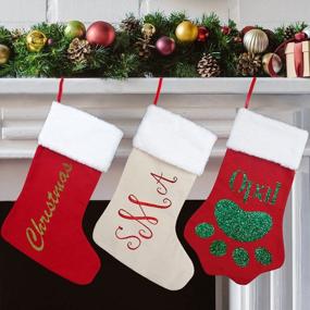 img 3 attached to Personalized Monogrammed Christmas Stocking - Red Family Stockings With ABAMERICA 18 Design