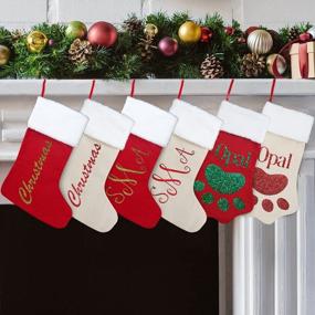 img 1 attached to Personalized Monogrammed Christmas Stocking - Red Family Stockings With ABAMERICA 18 Design