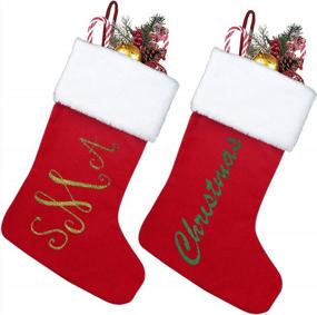 img 4 attached to Personalized Monogrammed Christmas Stocking - Red Family Stockings With ABAMERICA 18 Design