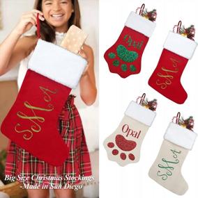 img 2 attached to Personalized Monogrammed Christmas Stocking - Red Family Stockings With ABAMERICA 18 Design