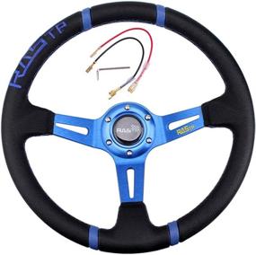 img 4 attached to RASTP Deep Dish Racing Steering Wheel Universal Leather Embroidery 13