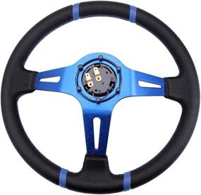 img 3 attached to RASTP Deep Dish Racing Steering Wheel Universal Leather Embroidery 13