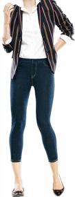 img 1 attached to Women'S Denim Capri Legging With Pockets, Classic Fit