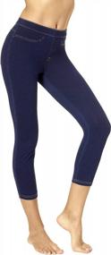 img 4 attached to Women'S Denim Capri Legging With Pockets, Classic Fit