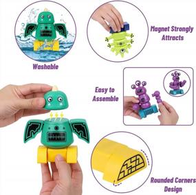 img 3 attached to Магнитные блоки, 21 шт., развивающий игровой набор: Gifts2U Robots Toys для мальчиков и девочек 3-6 лет с ящиком для хранения!