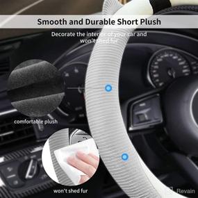 img 1 attached to Mobidea Kwaii Plush Steering Wheel Cover For Girl Women - Cute Owl Car Steering Wheel Cover