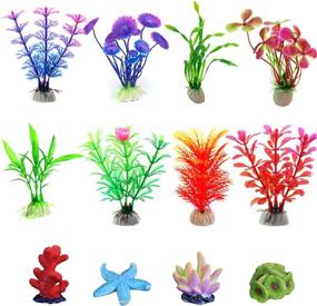 img 2 attached to 🐠 Повысьте качество своей аквариумной среды с помощью пластиковых растений OrgMemory - набор из 12 ярких кораллов и декоративных орнаментов для аквариума.