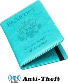 img 3 attached to Lake Blue HERRIAT Leather Passport Holder Cover Case With RFID Blocking For Travel Wallets - Men & Women