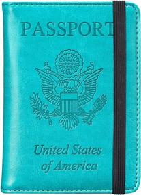 img 4 attached to Lake Blue HERRIAT Leather Passport Holder Cover Case With RFID Blocking For Travel Wallets - Men & Women