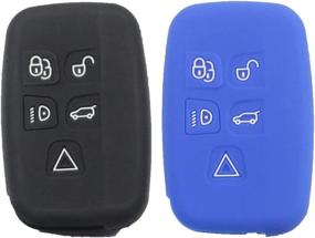 img 4 attached to Btopars 2Pcs 5 Buttons Smart Remote Keyless Key Fob Silicone Rubber Case Cover Protector Holder Compatible With Jaguar F-Pace F-Type XJ XE XF Black Blue