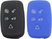 btopars 2pcs 5 buttons smart remote keyless key fob silicone rubber case cover protector holder compatible with jaguar f-pace f-type xj xe xf black blue logo