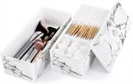 lewondr marble white cotton swab holder dispenser with dustproof lid - detachable and 2-layered for efficient cosmetic storage and organization logo